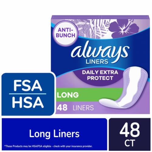 Always Anti-Bunch Daily Liners Xtra Protection Long Unscented, 48