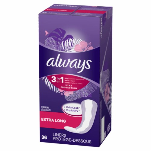 Always Extra Long Deodorizing Panty Liners, 36 ct - Harris Teeter