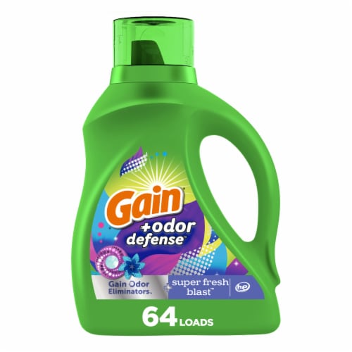 Gain + Odor Defense Super Fresh Blast Scent Liquid Laundry Detergent Perspective: front
