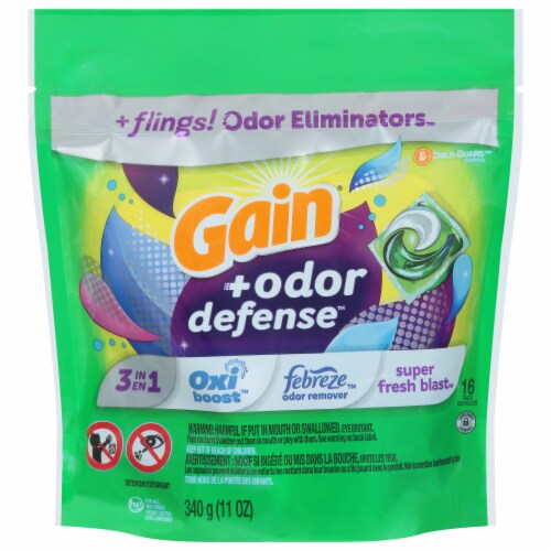 Gain® Odor Defense™ Super Fresh Blast Laundry Detergent Pacs Perspective: front