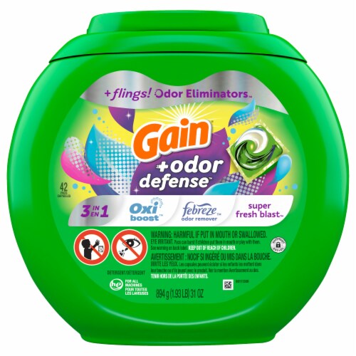 Gain Odor Defense Pacs Laundry Detergent Pods Perspective: front