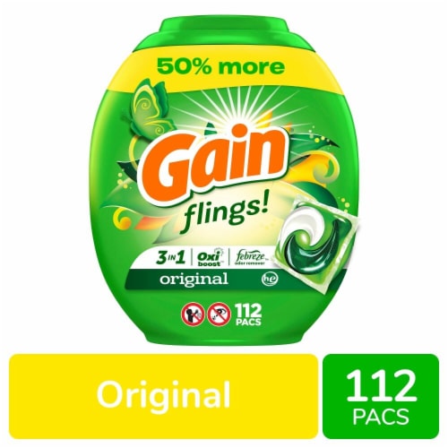 Gain Flings Original Scent Liquid Laundry Detergent Soap Pacs Perspective: front