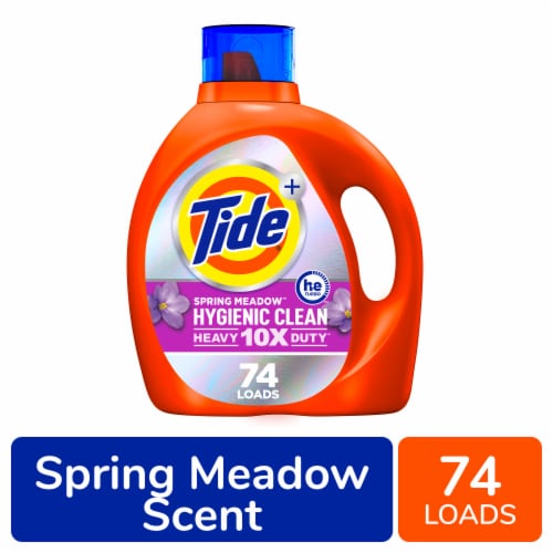 Tide HE Hygienic Clean Heavy Duty Spring Meadow Liquid Laundry Detergent Perspective: front
