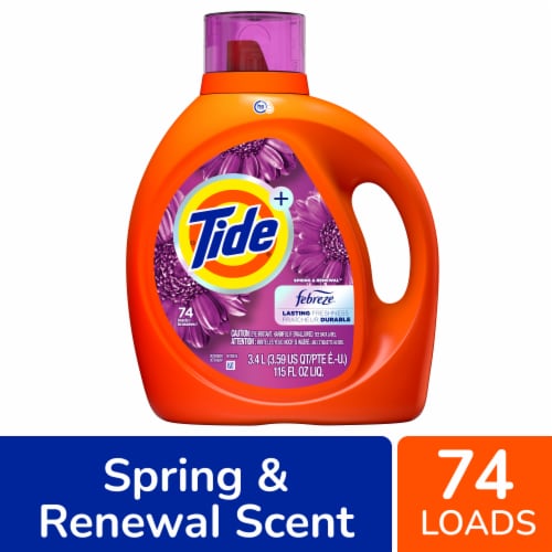 Tide HE Plus Febreze Freshness Spring & Renewal Liquid Laundry Detergent Perspective: front