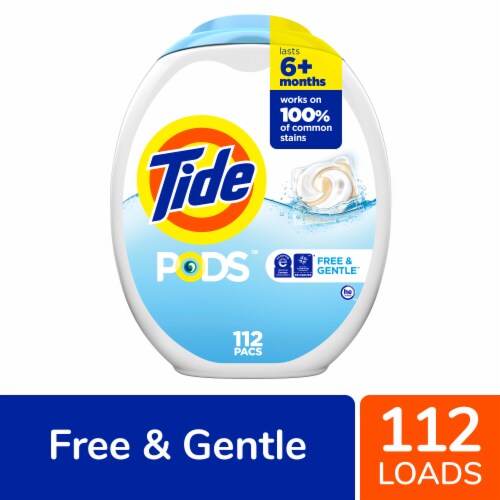 Tide PODS Free and Gentle Liquid Laundry Detergent Soap Pacs Perspective: front