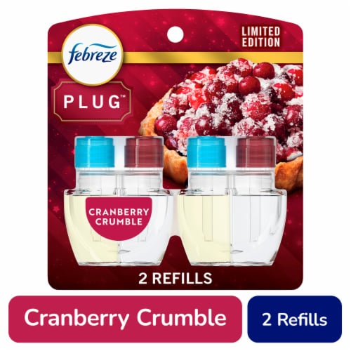 Febreze Odor-Fighting Fade Defy PLUG Air Freshener Cranberry Tart Oil Refill Perspective: front