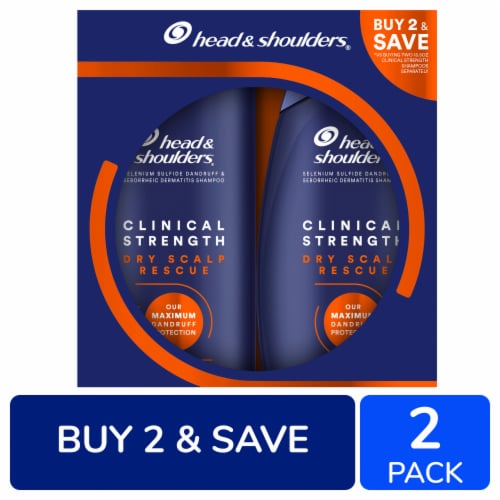 Head & Shoulders Clinical Dandruff Defense + Dry Scalp Rescue Shampoo Twin Pack Perspective: front