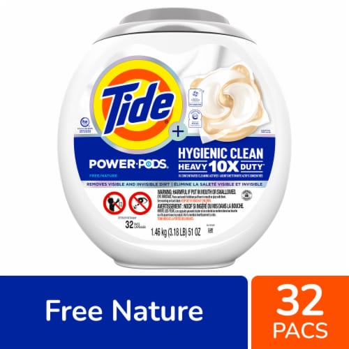 Tide Power PODS Hygienic Clean Heavy Duty Free Liquid Laundry Detergent Pacs Perspective: front