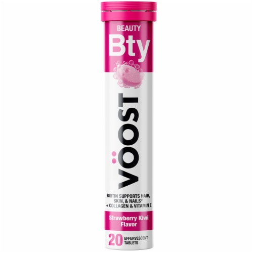 Voost Men's Strawberry Kiwi Flavored Effervescent Multi-Vitamin Tablets Perspective: front