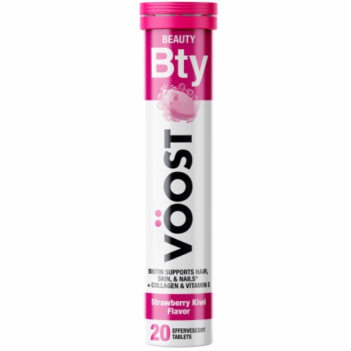 Voost Men's Strawberry Kiwi Flavored Effervescent Multi-Vitamin Tablets Perspective: front