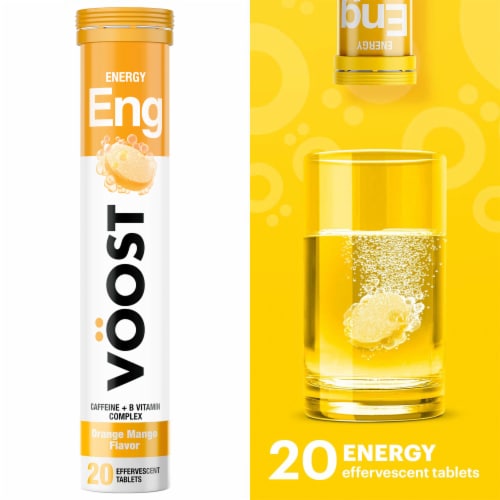 VOOST Orange Mango Flavor Effervescent Vitamin Drink Tablet Perspective: front