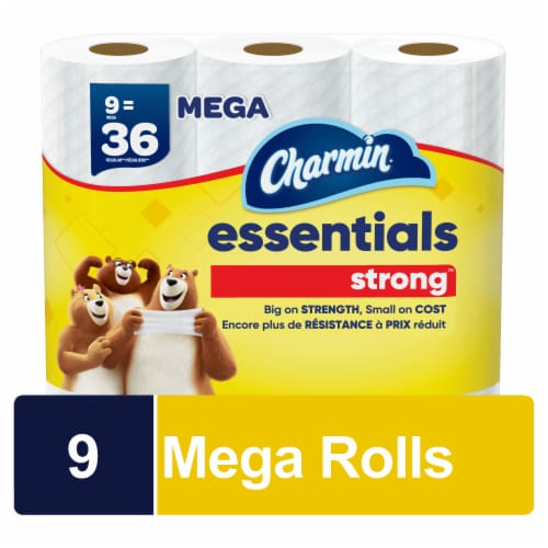 Charmin Essentials Strong Mega Roll Toilet Paper Tissue Perspective: front