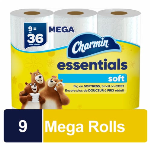 Charmin Essentials Soft Toilet Paper 9 Mega Roll Perspective: front