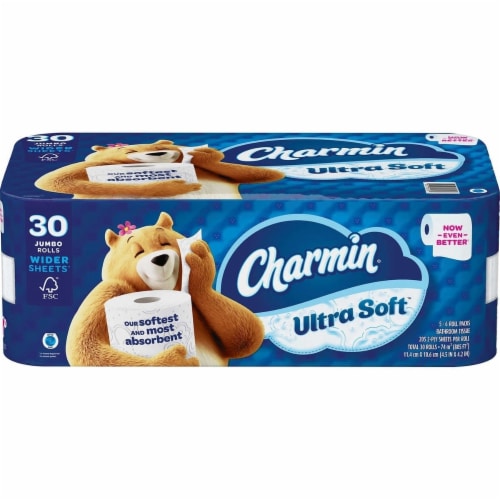 Charmin Ultra Soft Bath Tissue, Jumbo Roll, 2-Ply, 4.5 x 4.2 , 205 Sheet, 30 Ct Perspective: front
