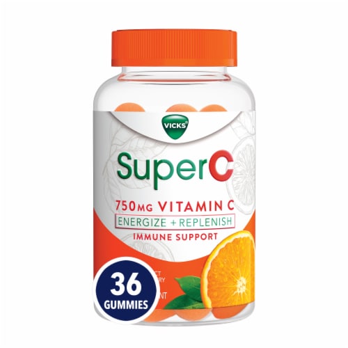 Vicks Super C Vitamin C Citrus Flavored Gummies Perspective: front