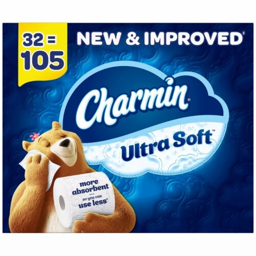 Charmin Ultra Soft Toilet Paper Super Plus Rolls (201 sheets/roll, 32 rolls) Perspective: front