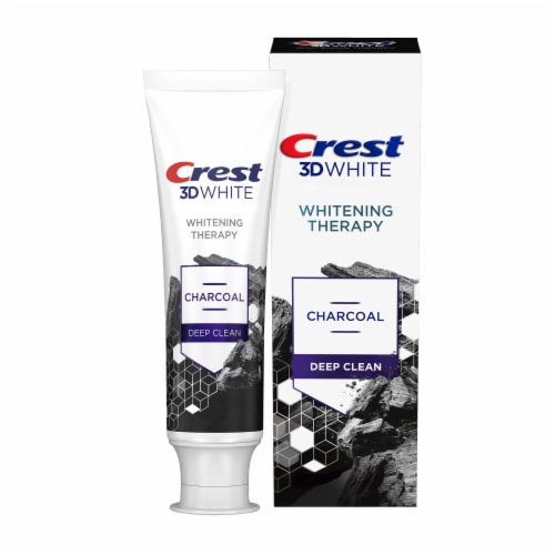 Crest 3D White Whitening Therapy Charcoal Deep Clean Mint Anti cavity Fluoride Toothpaste Perspective: front