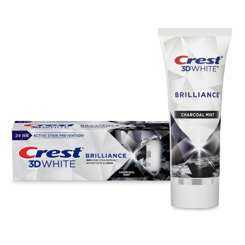 Crest 3D White Brilliance Charcoal Teeth Whitening Toothpaste Perspective: front