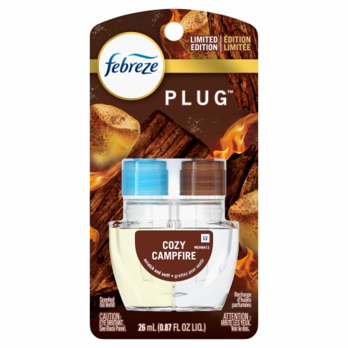 Febreze Odor-Fighting PLUG Cozy Campfire Air Freshener Perspective: front