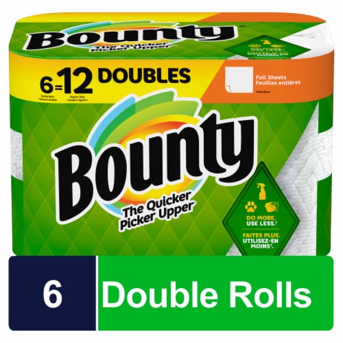 Bounty Double Plus Select-A-Size White Paper Towel Rolls, 2 rolls