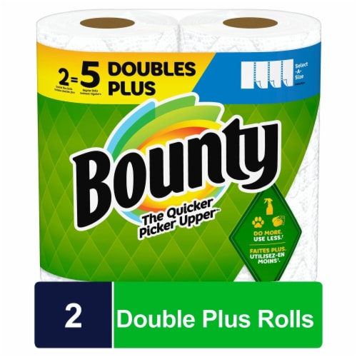 Bounty Double Plus Select-A-Size White Paper Towel Rolls Perspective: front