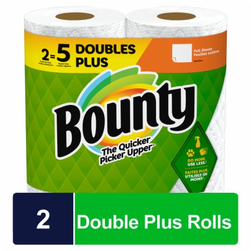 Bounty Double Plus Full Sheet White Paper Towels Perspective: front