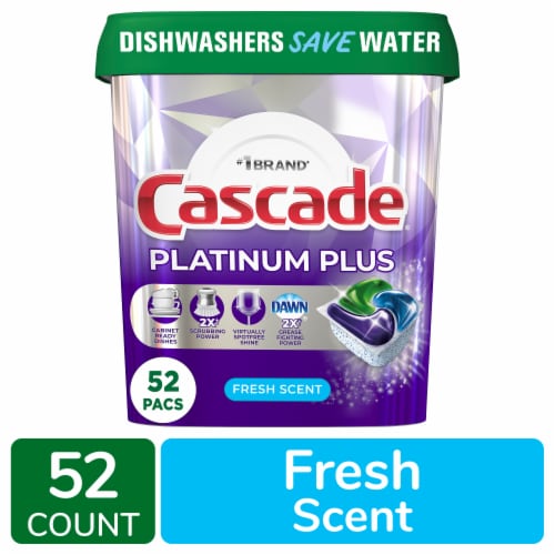 Cascade Platinum Plus Fresh ActionPacs Dishwasher Detergent Pods, 52 ct -  Fry's Food Stores