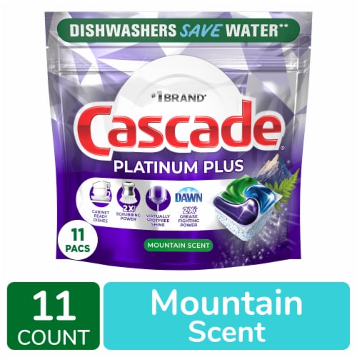 Cascade Platinum Plus Mountain ActionPacs Dishwasher Detergent Pods, 11 ct  - Fred Meyer