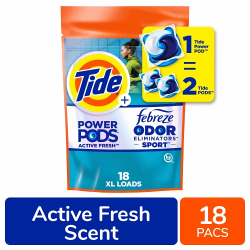 Tide Power Pods Sport with Febreze Freshness Odor Defense Liquid Laundry Detergent Pacs Perspective: front