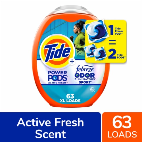 Tide Power Pods Febreze Odor Eliminator Sport Laundry Detergent Soap Pacs Perspective: front
