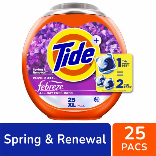 Tide Power Pods Febreze Spring & Renewal Laundry Detergent Pods Perspective: front