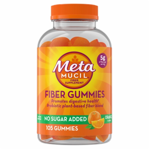 Metamucil® Orange Flavored No Sugar Added Fiber Gummies Perspective: front