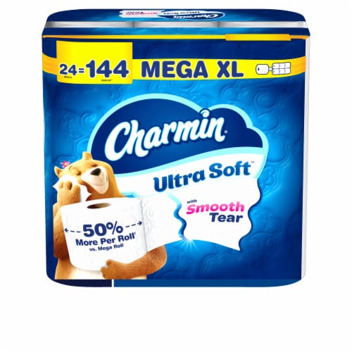 Charmin Ultra Soft Toilet Paper 24 Mega XL Rolls, 336 Sheets Per Roll Perspective: front
