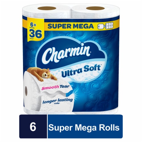 Charmin Ultra Soft Toilet Paper 6 Mega XL Rolls Perspective: front