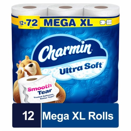 Charmin Ultra Soft Toilet Paper 12 Mega XL Rolls Perspective: front