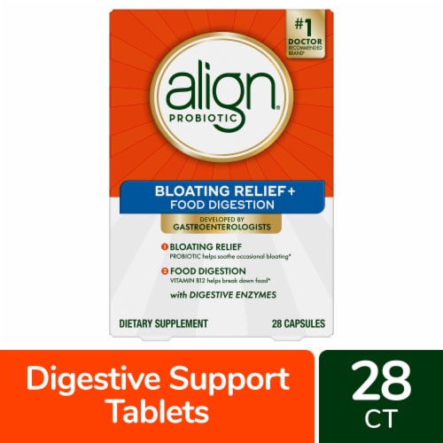 Align Bloating Relief + Food Digestion Probiotic Capsules Perspective: front