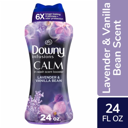 Downy Infusions In-Wash Laundry Scent Booster Beads, CALM, Soothing Lavender and Vanilla Bean, 24 oz Perspective: front