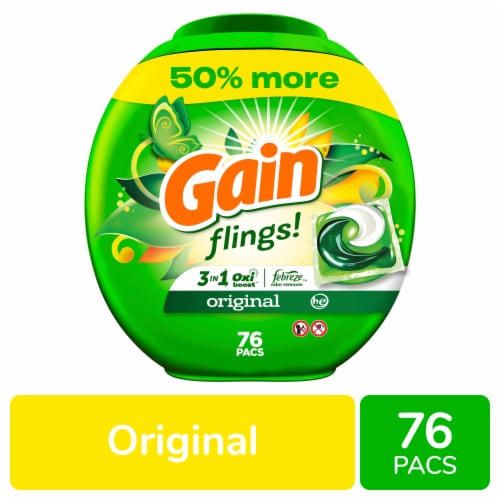 Gain Flings Original Scent Laundry Detergent Pods Perspective: front