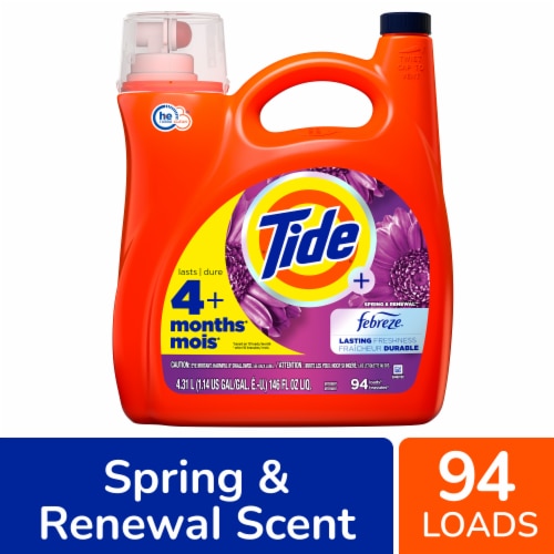 Tide HE Plus Febreze Freshness Spring & Renewal Liquid Laundry Detergent Perspective: front