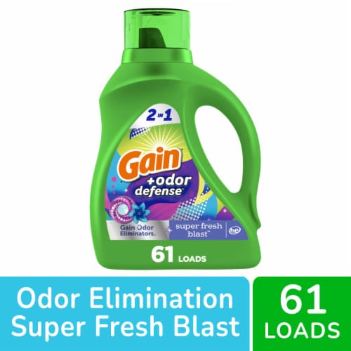 Gain + Aroma Boost HEC Odor Defense Super Fresh Blast Liquid Laundry Detergent Perspective: front