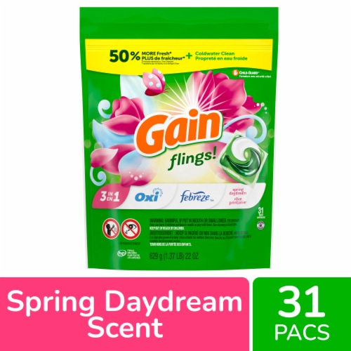 Gain Flings Spring Daydream Liquid Laundry Detergent Soap Pacs Perspective: front
