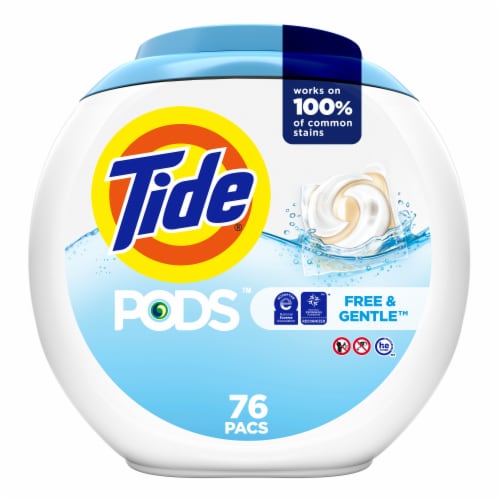 Tide PODS Free & Gentle Liquid Laundry Detergent Pacs Perspective: front