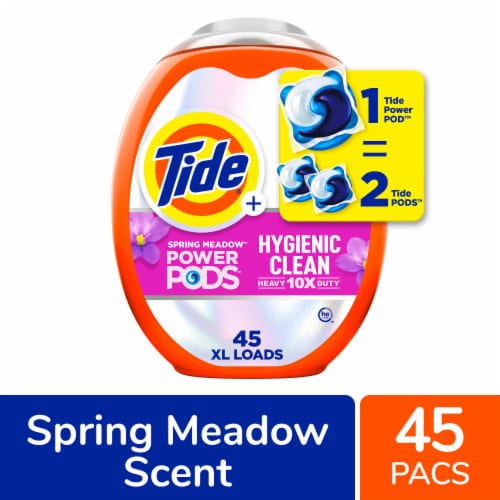 Tide Power PODS Hygienic Clean Heavy Duty Spring Meadow Liquid Laundry Detergent Pacs Perspective: front