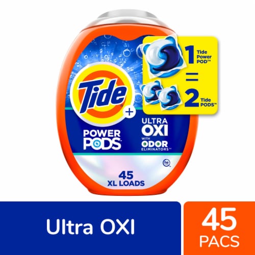 Tide Power PODS with Ultra Oxi Odor Eliminators Liquid Laundry Detergent Pacs Perspective: front