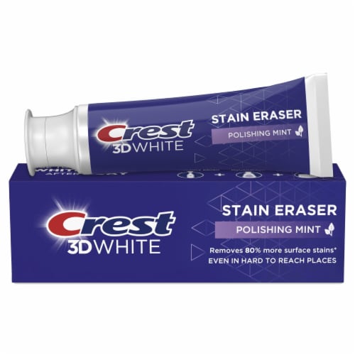 Crest 3D White Stain Eraser Teeth Whitening Toothpaste, Polishing Mint