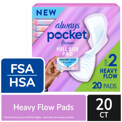 Always Pocket with FlexFoam Heavy Flow Absorbency Size 2 with Wings Unscented Perspective: front