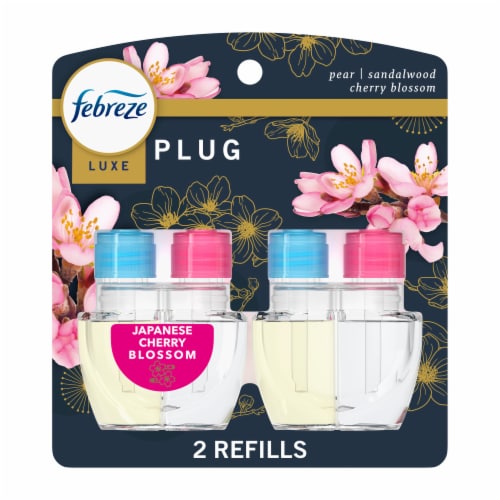 Febreze Plug In Air Freshener, Odor-Fighting Scented Oil Refill, Japanese Cherry Blossom Perspective: front