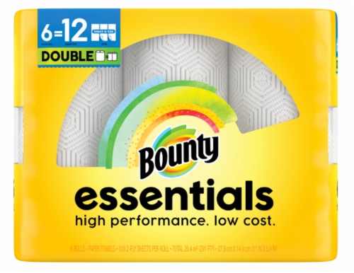 Bounty Essentials Select-A-Size Paper Towels Double Rolls - White Perspective: front