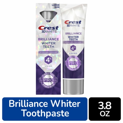 Crest 3D White Brilliance Pro Ultra Teeth Whitening Anti cavity Fluoride Toothpaste Perspective: front