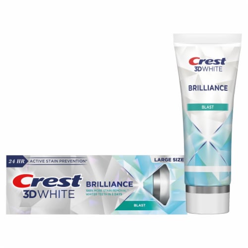 Crest 3D White Brilliance Blast Teeth Whitening Toothpaste Anticavity Fluoride Perspective: front